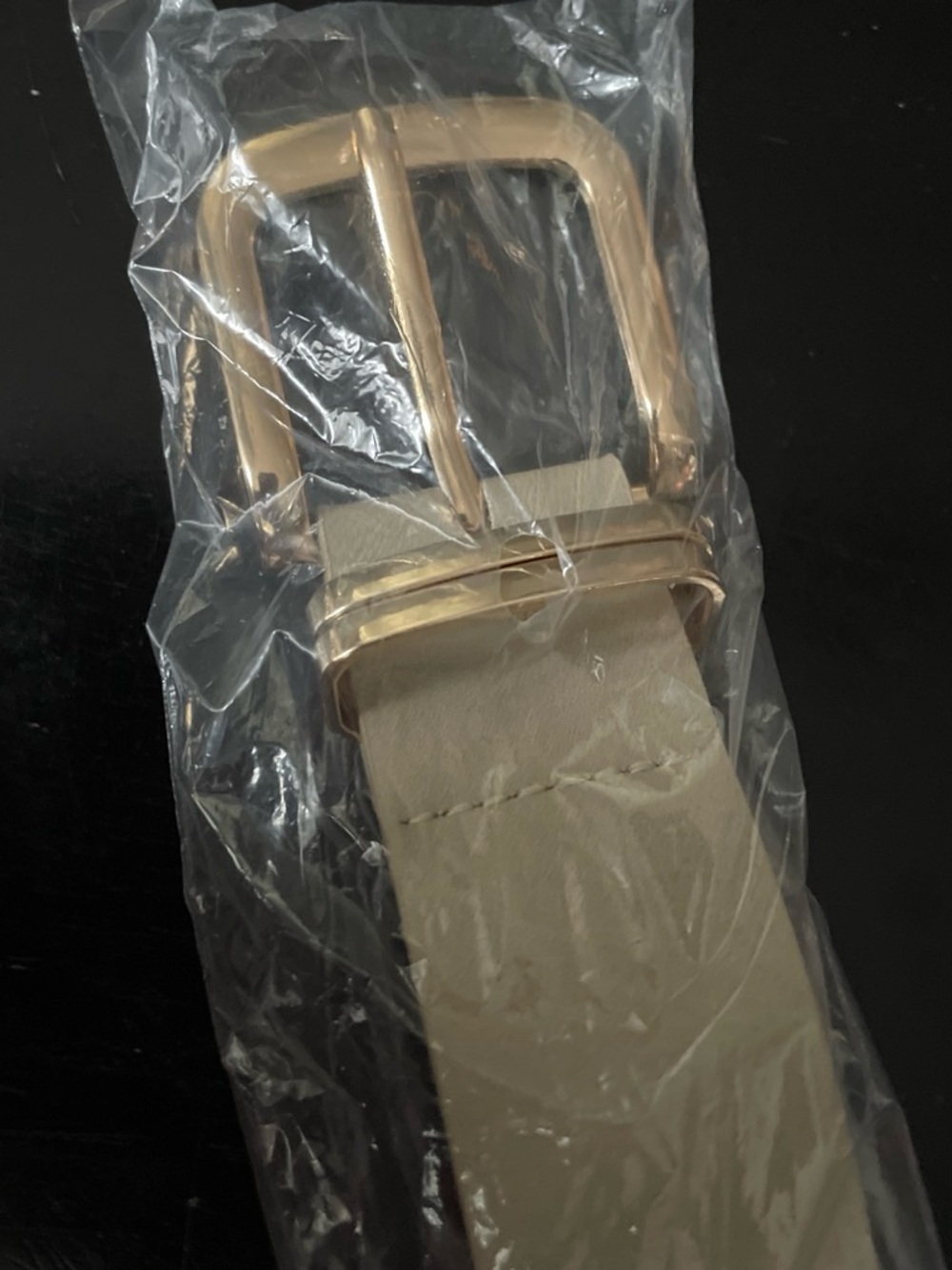 Women's Beige 32” Belt with Rose Gold Buckle